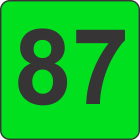 Number Eighty Seven (87) Fluorescent Circle or Square Labels
